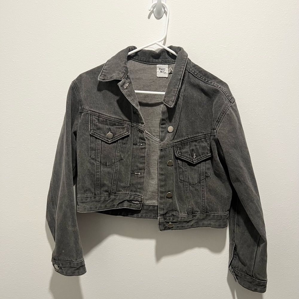 Princess Polly Cropped Black Jean Jacket
